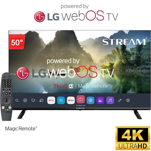 [4050100279] Televisor 55" STREAM SYSTEM 4k Smart TV WebOs by LG con Magic Remote