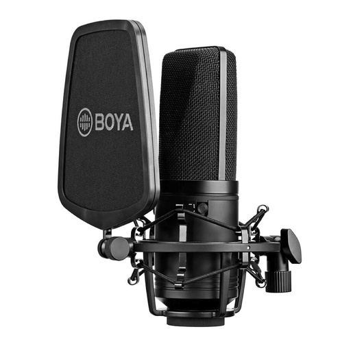 [4030900013] BOYA BY-M1000 Micrófono Condensador de diafragma Grande con Filtro Pop y Cable XLR