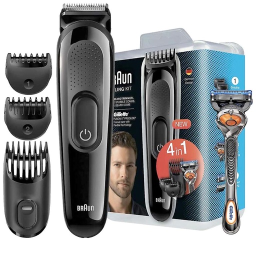[4070200443] Braun SK3000 Recortadora Kit 4 en 1+ Gillette F5 ProGlide