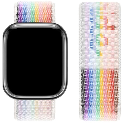 [4000300449] Hoco iWatch WA02 Original Series Loop Type Nylon Strap (38/40/41mm) White Rainbow