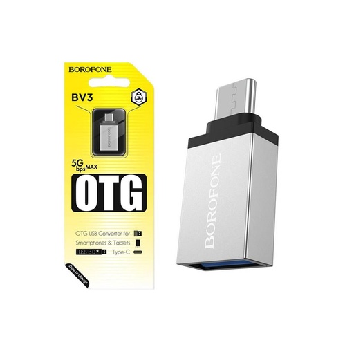 [4040300445] BOROFONE BV3 ADAPTADOR OTG SILVER (TYPE-C)